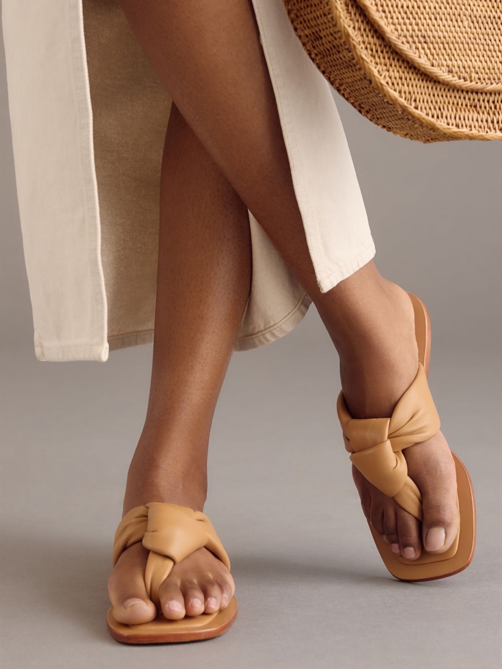 Anthropologie Maeve Knot Toe-Loop Sandal in Tan 9